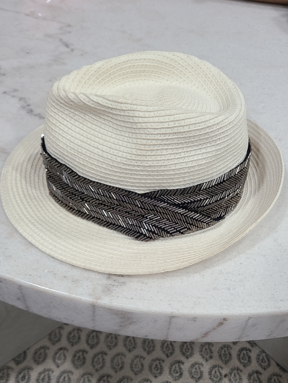 bebe Cream Woven Sun Hat